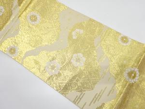 ヱ霞に花唐草模様織り出し　袋帯